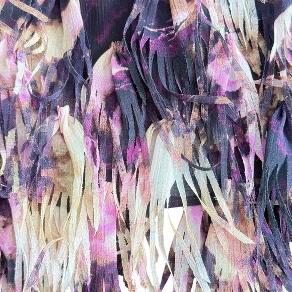 Ann Taylor Fringe Mini Skirt Biege, Maroon Floral - Picture 2 of 9